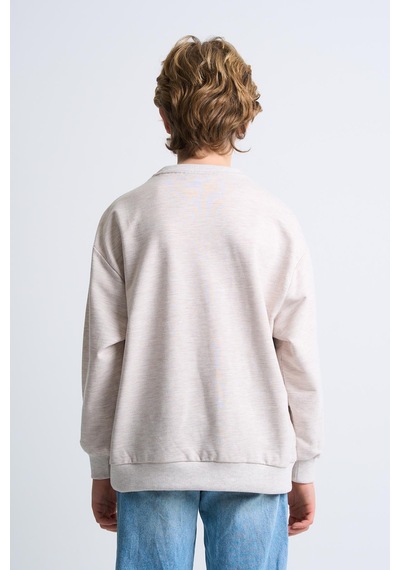 Alexandergardi Alexandergardı Baskılı Bisiklet Yaka Çocuk Sweatshirt Bej