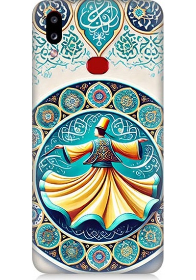 Samsung Galaxy A10s Uyumlu Çini Motifli Semazen Figürü Desenli Silikon Kılıf Çok Renkli