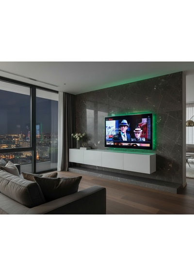 Mac Dizayn Milas 240 Cm Parlak Beyaz Tv Ünitesi Mdf, Modern Tasarım, Yavaş Kapanan Kapaklı Tv Sehpası Parlak Beyaz