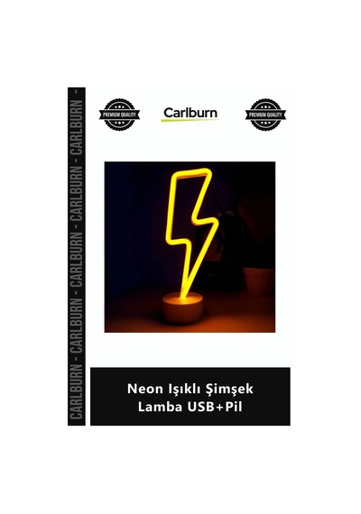 Özel Üretim Sarı Dekoratif Masa Gece Lambası Estetik Aydınlatma Neon Işıklı Şimşek Lamba Usb+pil