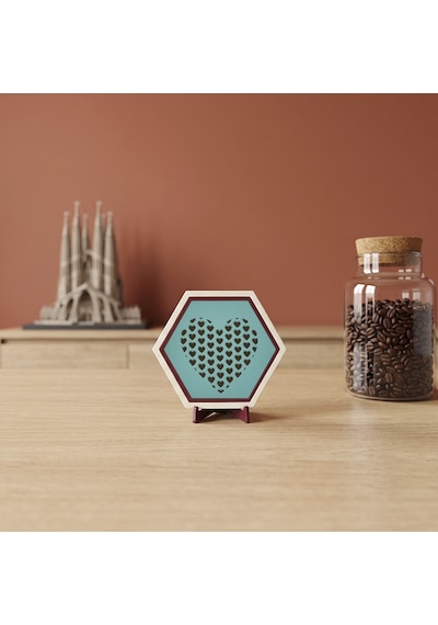 Estetik Kalp Desenli Modern Masaüstü Süsü Yaşam Alanlarınıza Sevgi Ve Huzur Katan Minimalist Dekoratif Bir Parça 10x10 Cm, Turkuaz
