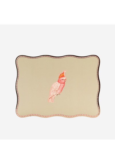 Kuşlu Pembe Mantar Dörtlü Amerikan Servis 32x24,5 Cm