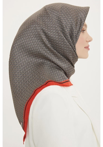 Armine İpek Eşarp Nostalji - 8733-40 Siyah Bordo Twill Siyah Bordo