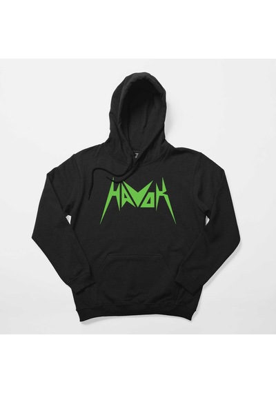 Havok Green Logo Siyah Kapşonlu Sweatshirt Hoodie
