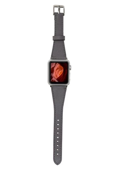 Apple Watch Uyumlu Deri Kordon 42-44-45mm Slim Rst9 Gri Diğer