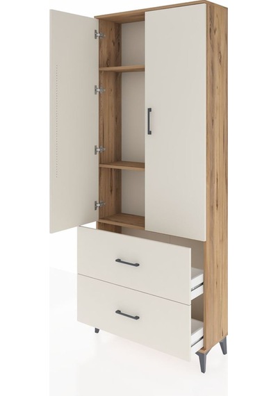Arges Dolap 3 Raflı 2 Çekmeceli 2 Kapaklı 88x30x221 Çam-aytaşı Çam