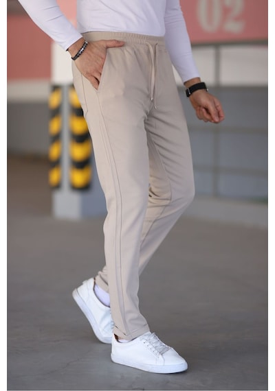 Bürke Erkek Krem Renk Beli Lastikli Bağcıklı Esnek Fitted Jogger Pantolon Kumaş Pantolon Bürke Erkek Krem Renk Beli Lastikli Bağcıklı Esnek Fitted Jogger Pantolon Kumaş Pantolon