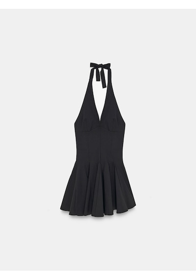 Dilvin 91633 Halter Yaka Mini Elbise-siyah