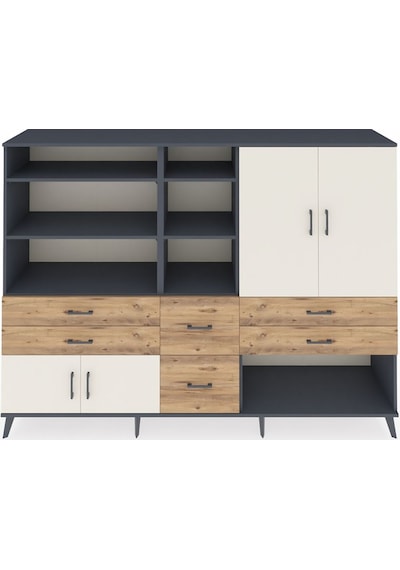 Hyperion Dolap 10 Raflı 6 Çekmeceli 4 Kapaklı 220x44x163 Antrasit Antrasit-aytaşı/çam Hyperion Dolap 10 Raflı 6 Çekmeceli 4 Kapaklı 220x44x163 Antrasit Antrasit-aytaşı/çam