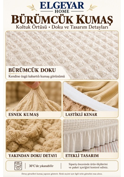 Bürümcük Koltuk Kanepe Çekyat Örtüsü Koltuk Kılıfı 3 3 1 1 Beyaz - 169471297 Beyaz