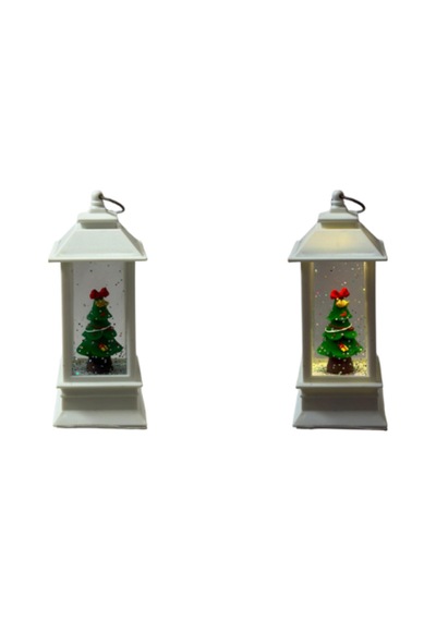 Yılbaşı Ledli Fener Işık Mini Desenli Dekoratif Masa Ve Ağaç Süsü 14cm