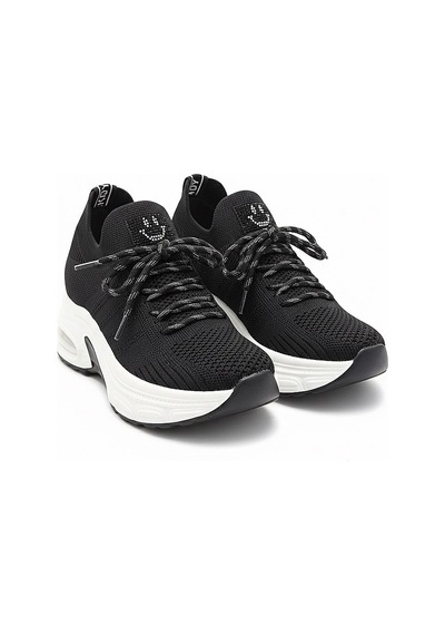 Lescon Voyager Taşlı Bağcıklı Triko Kalın Dolgu Taban Kadın Sneaker Ayakkabı B279 Siyah