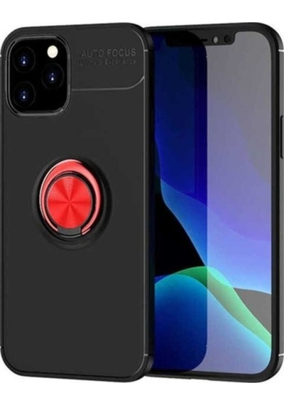 Apple Uyumlu iPhone 12 Pro Max Kılıf Zore Ravel Silikon Kapak Siyah-Kırmızı