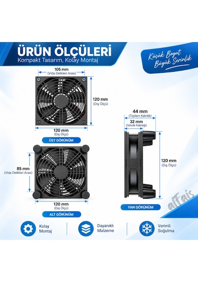 6035 Usb Soğutucu Fan Laptop Modem Konsol Altı Hız Ayarlı 120mm 5v 3 Kademe On Off Kontrol