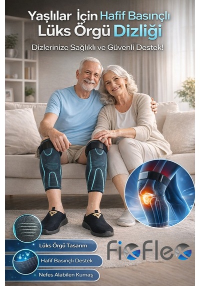 Fixflex Kompresyon Destekli Ağrı Azaltıcı Diz Koruyucu Sıcak Tutan Dizlik Lüx Örgü Gri/yeşil 1 Adet M Diğer