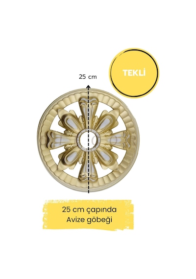 Diecor Dekoratif Polimer Patina 25 Cm Avize Göbeği Beyaz 25 X 1 25 X 1 Model:xa92