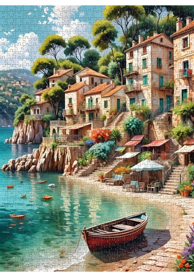 Nova Puzzle 1000 Parça Huzurlu Bir Sahil Kasabası Puzzle - Deniz Manzarası