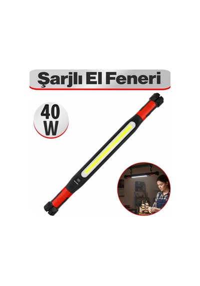 Tr Şarjlı El Feneri Çok Modlu 40 W Type-c Usb Güçlü Aydınlatma Beyaz Işık Bahçe Kamp Feneri
