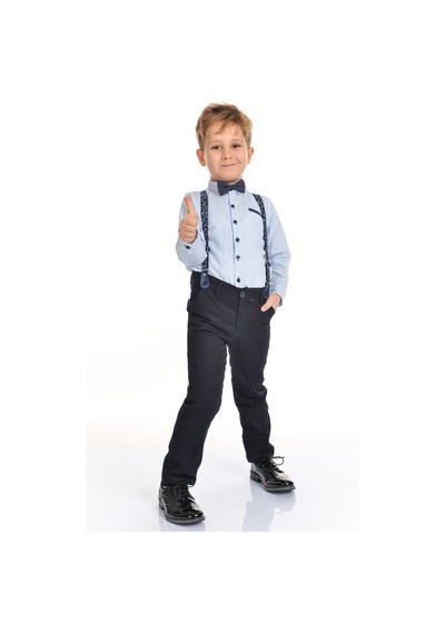 Mnk Baby & Kids Oxford Gömlek Uzun Pantolon Erkek Çocuk Takımı Mavi
