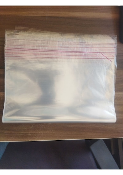 100 Adet 30x45 Cm Bantlı Yapışkanlı Şeffaf Opp Jelatin Poşet Torba, Şeffaf Poşet 30x40+5 Şefaf 3