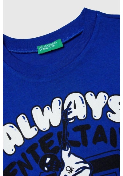 United Colors Of Benetton Erkek Çocuk 3jerc10qo-25k Uzun Kol Tshirt Mavi-2143 Mavi