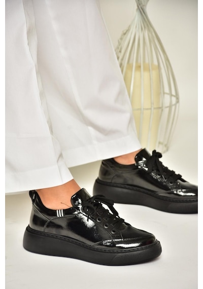 Fox Shoes S274048408 Siyah Rugan Kadın Spor Ayakkabı Sneakers Siyah