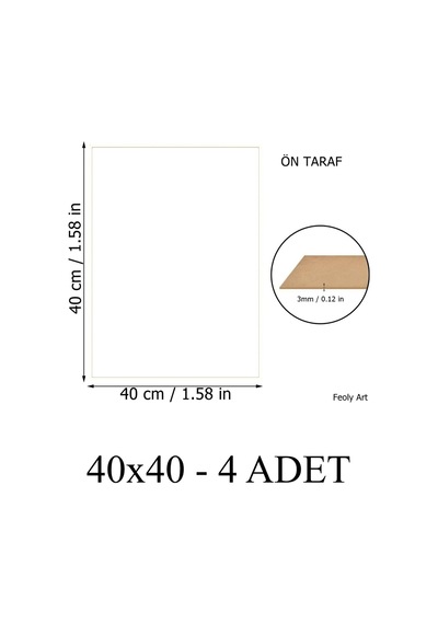 3 Mm 40x40 Mdf Plaka 4 Adet - Hobi, Maket, Ahşap El Sanatları İçin Uygun 4 Lü Paket
