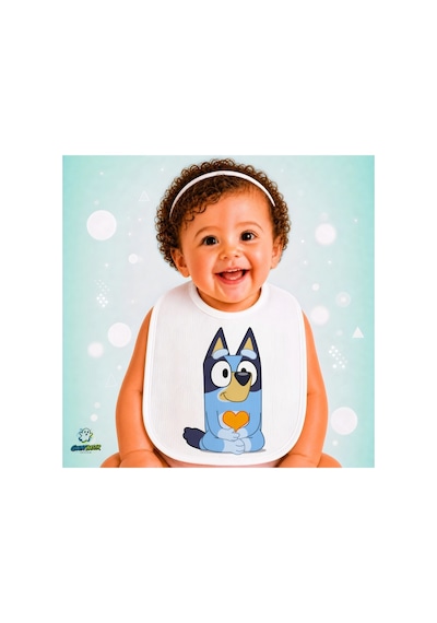 Bluey Keten Bebek Mama Önlüğü Yumuşak - Emici - Yıkanabilir - Özel Tasarım P022 Çok Renkli