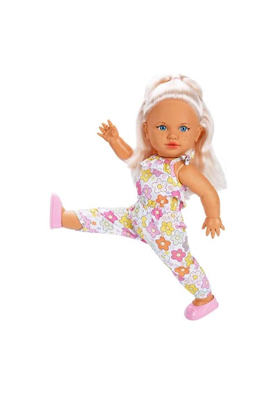 Tina Summer Sarışın Mavi Gözlü Et Bebek - 45 Cm Çiçekli Tulumlu Oyuncak Bebek