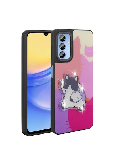 Zore Galaxy A25 Kılıf Parlayan Kabartmalı İkonik Figürlü Ogaa Amas Silikon Kapak - Mor