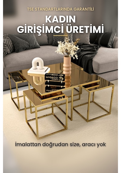 Berlin 5 Parça Gold Zigon Sehpa Takımı Orta Sehpa Yan Sehpa Bronz Aynalı Kurulu Hediye 75x75 Berlin 5 Parça Gold Zigon Sehpa Takımı Orta Sehpa Yan Sehpa Bronz Aynalı Kurulu Hediye 75x75