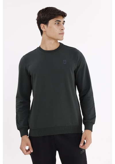 Rowinger Minimal Logolu Bisiklet Yaka Ribana Manşetli Rahat Kalıp Mevsimlik Sweatshirt Haki