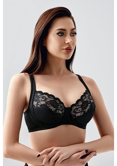New Bra Kadın D Kap Dantelli Toparlayıcı Sütyen Siyah 6000 Siyah