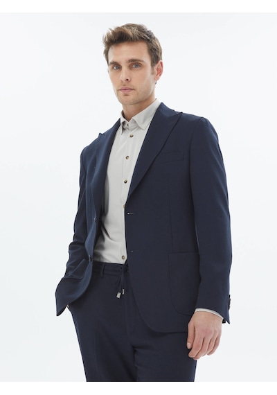 Kip Lacivert Desenli Modern Fit Takım Elbise Çok Renkli