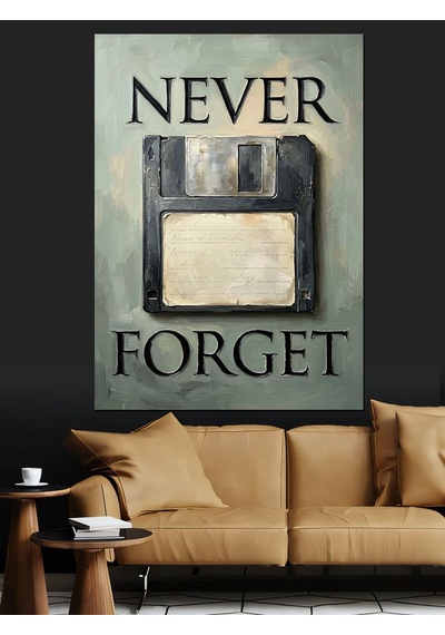 Never Forget Disket Ve Hafıza Dekoratif Kanvas - Mdf Ahşap Tablo