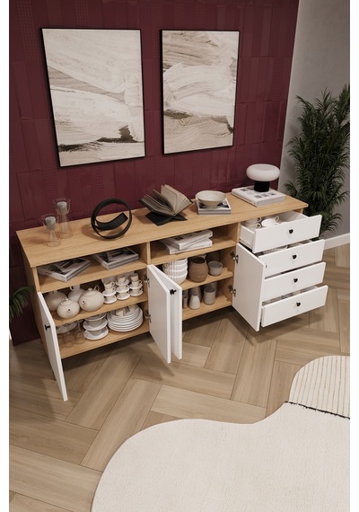 Lüks Konsol Tv Ünitesi %100 Mdf Salon Ve Yemek Odası Ünitesi Knsl06 Beyaz - Karına Lüks Konsol Tv Ünitesi %100 Mdf Salon Ve Yemek Odası Ünitesi Knsl06 Beyaz - Karına
