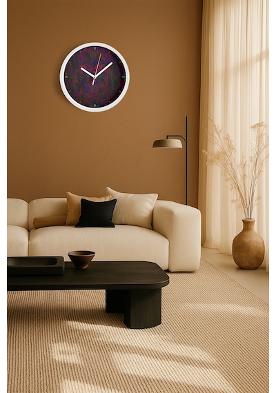 Modern Duvar Saati - 35cm - Önü Camlı Beyaz Kasa - Sessiz Mekanizma-jh0684 Beyaz