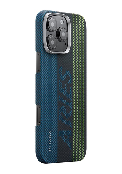 Apple Uyumlu iPhone   16 Pro Max Kılıf   Magsafeli Lumintex Teknoloji Fosforlu Aramid Fiber Pitaka Aries Seri Credit