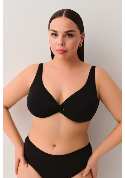 Suwen Önü Burgulu Balenli Toparlayıcı Bikini Üst Sbn26570012 Siyah