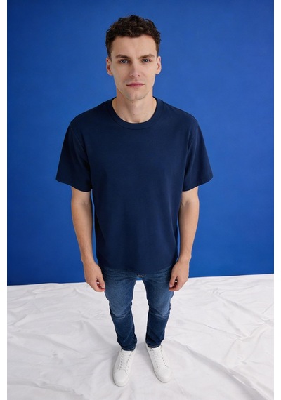 Freemen Erkek Oversize Tişört Nefes Alan Yumuşak Dokulu Terletmeyen Rahat Kalıp Basic-399 Lacivert