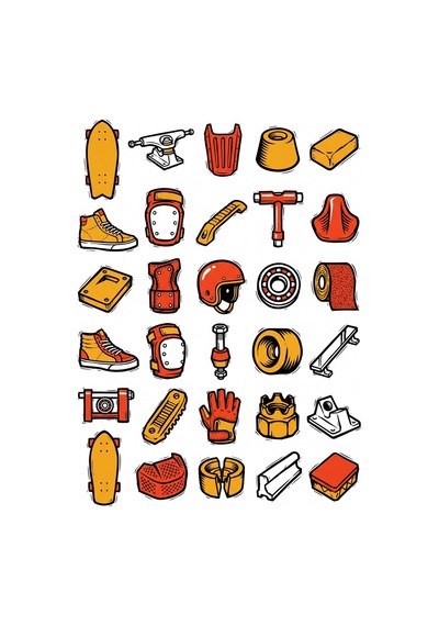 30 Adet Retro Sokak Kaykayı Sticker Seti - Kaykay, Laptop, Kılıf Çok Renkli