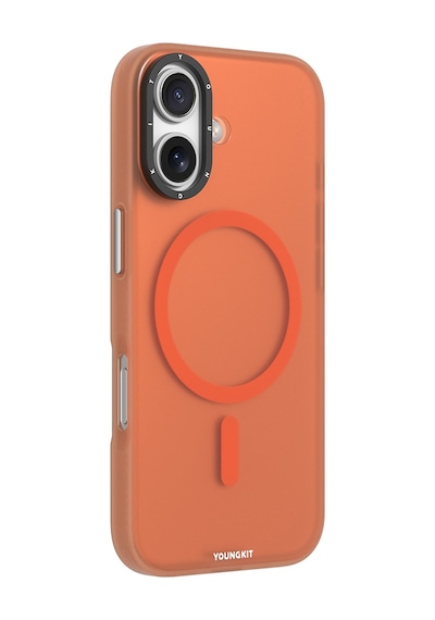 Apple Uyumlu iPhone 17 Kılıf M-safe Şarj Özellikli Youngkit Hidden Sand Serisi Kapak Turuncu Turuncu