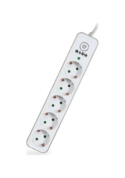 S-link Swapp SPGIP05 750J 5'li Akım Korumalı Priz 1.5 Metre Gold - Beyaz