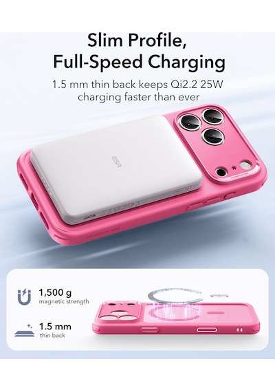 Esr Apple Uyumlu iPhone 17 Pro Kamera Kontrollü Manyetik Hibrit Kılıf Pembe