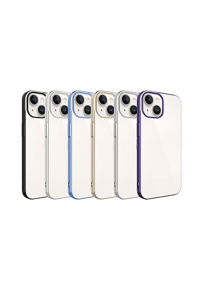 Apple Uyumlu iPhone 15 Plus Kılıf Sert Pc Renkli Çerçeveli Riksos Kapak