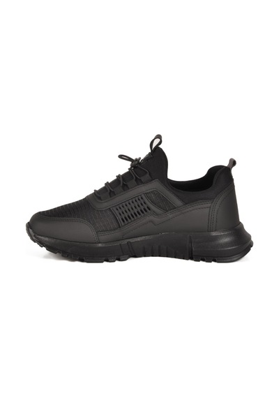 Nans 6006 G Siyah Fileli Kilit Bağcıklı Unisex Spor Ayakkabı Siyah