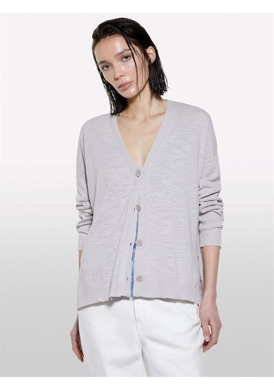 Sisley Keten Karışımlı Triko Hırka Kadın Gri Hırka - 325p105gm602m