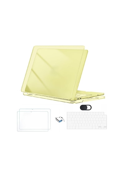Apple MacBook Uyumlu Neo 13 İnç A18 Pro A3404 Kılıf +2adet Ekran Koruyucu +otg +klavye Koruyucu Sarı