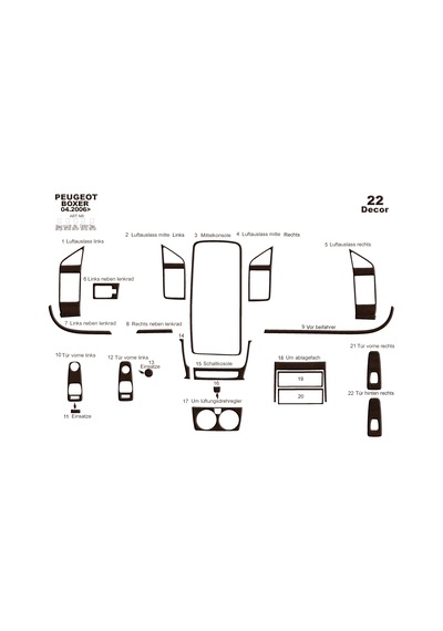 Peugeot Boxer Jumper Ducato Torpido Kaplama 2006 22 Parça Koyu Meşe