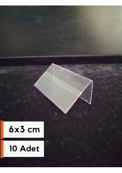 10 Adet Pvc Etiketlik Ürün Önü İsimlik 6x3 Cm Açılı Ürün Tanıtım